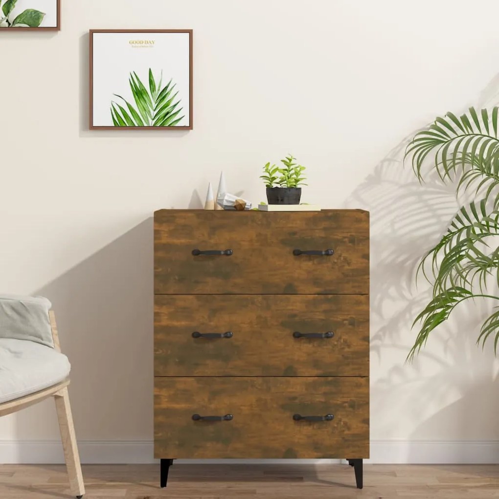 Credenza Rovere Fumo 69,5x34x90 cm in Legno Multistrato