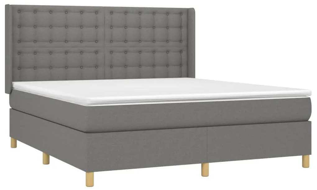 Letto a molle materasso e led grigio scuro 160x200cm in tessuto