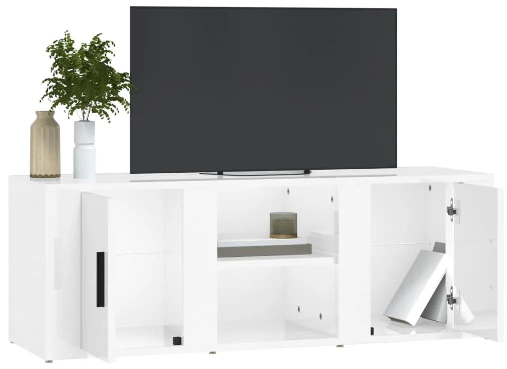 Mobile porta tv bianco lucido 100x31,5x35 cm legno multistrato