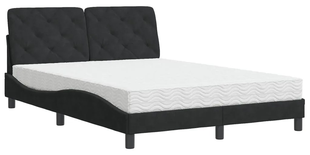 Letto con materasso nero 140x190 cm in velluto