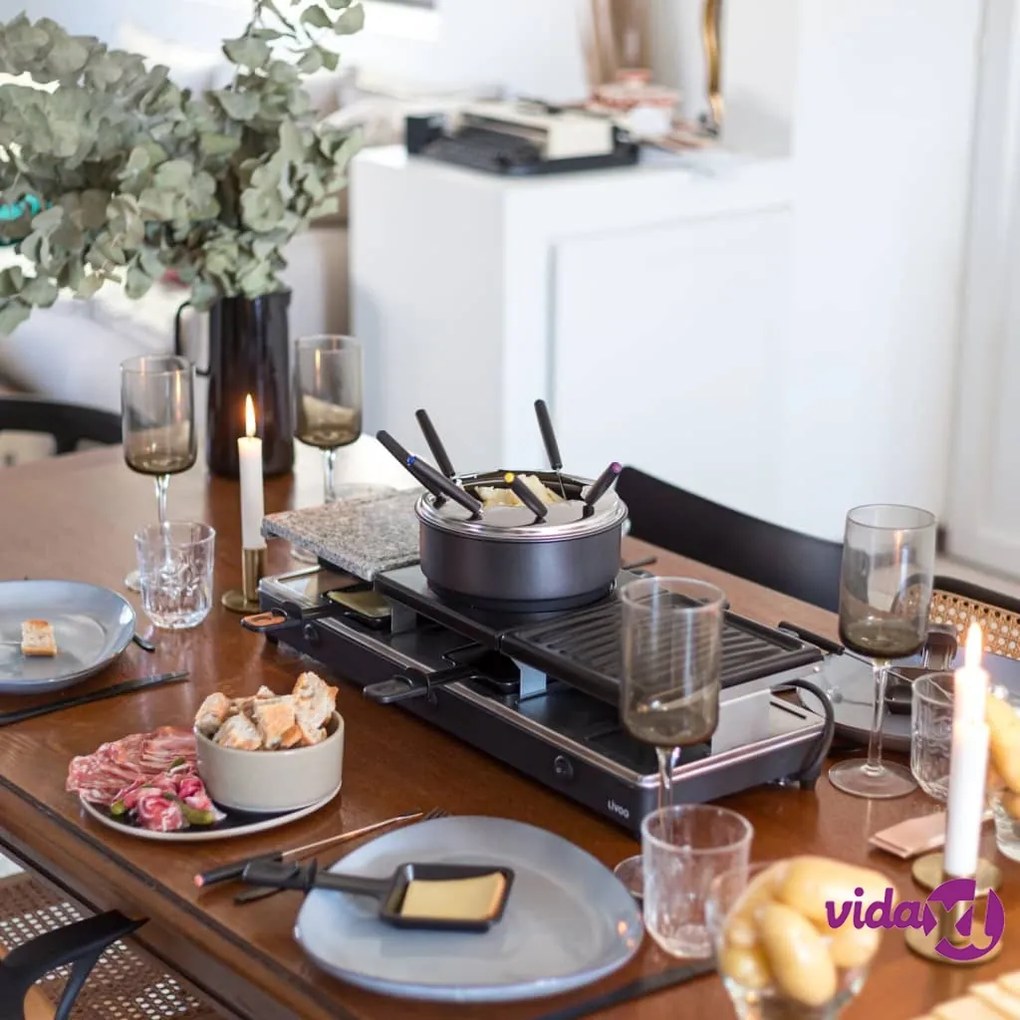 Livoo Set Griglia Raclette e Fonduta per 12 Persone 1650 W
