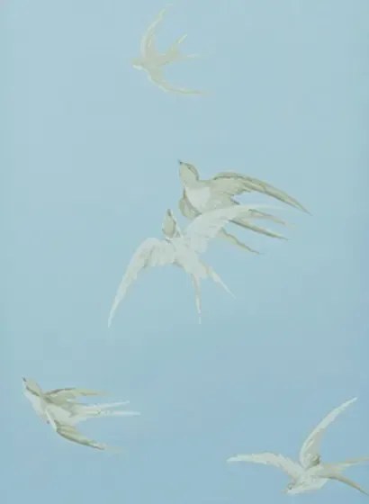 Tapete Swallows von Sanderson - Bleu