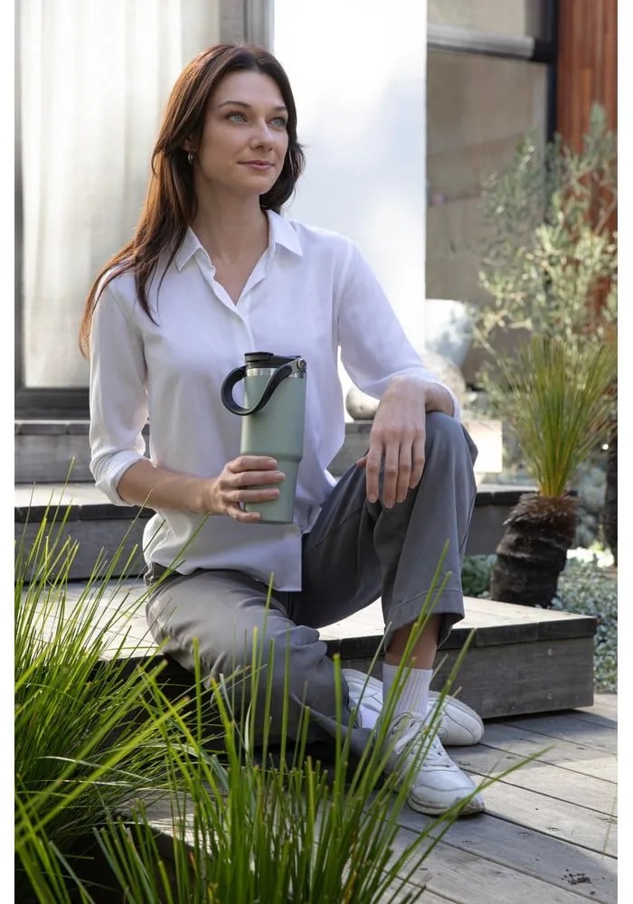 Bottiglia bottiglia da viaggio beige in acciaio inox 1 l Eco – Ladelle