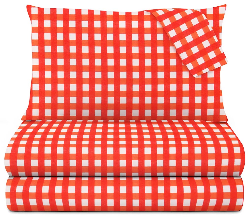 Completo letto matrimoniale quadretti corallo