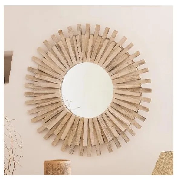 Atmosphera - Specchio da parete MANON diametro 88 cm abete