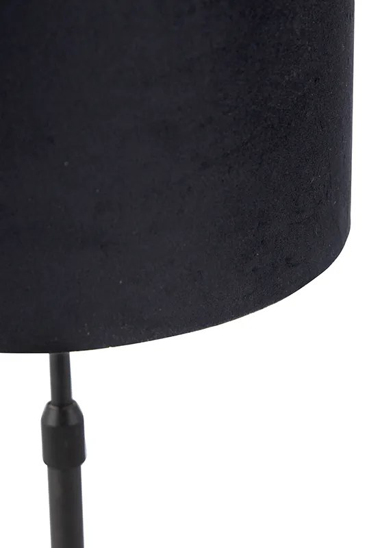 Lampada da tavolo nera con paralume in velluto nero con oro 25 cm - Parte