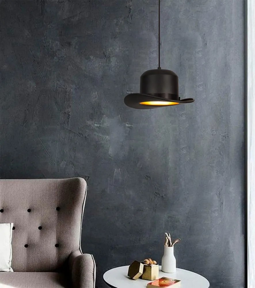 Lampadario nero con paralume in tessuto ø 30 cm Capello – Opviq lights