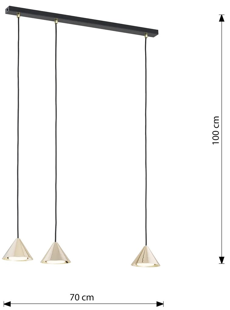 Sospensione Minimal Skadi 3 Luci In Acciaio Oro
