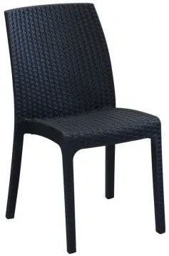 Sedia Virginia - Seduta in Wicker con Struttura in Plastica Stampata, Antracite