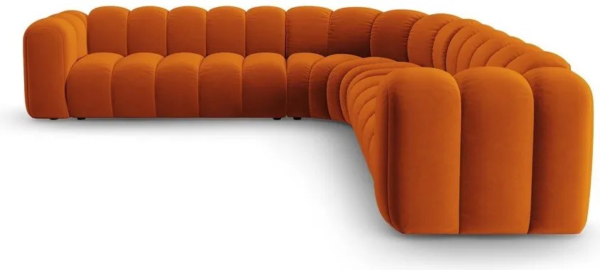 Divano angolare componibile color mattone con rivestimento in velluto Lupine – Micadoni