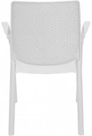 Sedia da esterno Damols, Seduta da giardino, Sedia per tavolo da pranzo, Poltrona outdoor effetto rattan, 100 % Made in Italy, 54x60h82 cm, Bianco