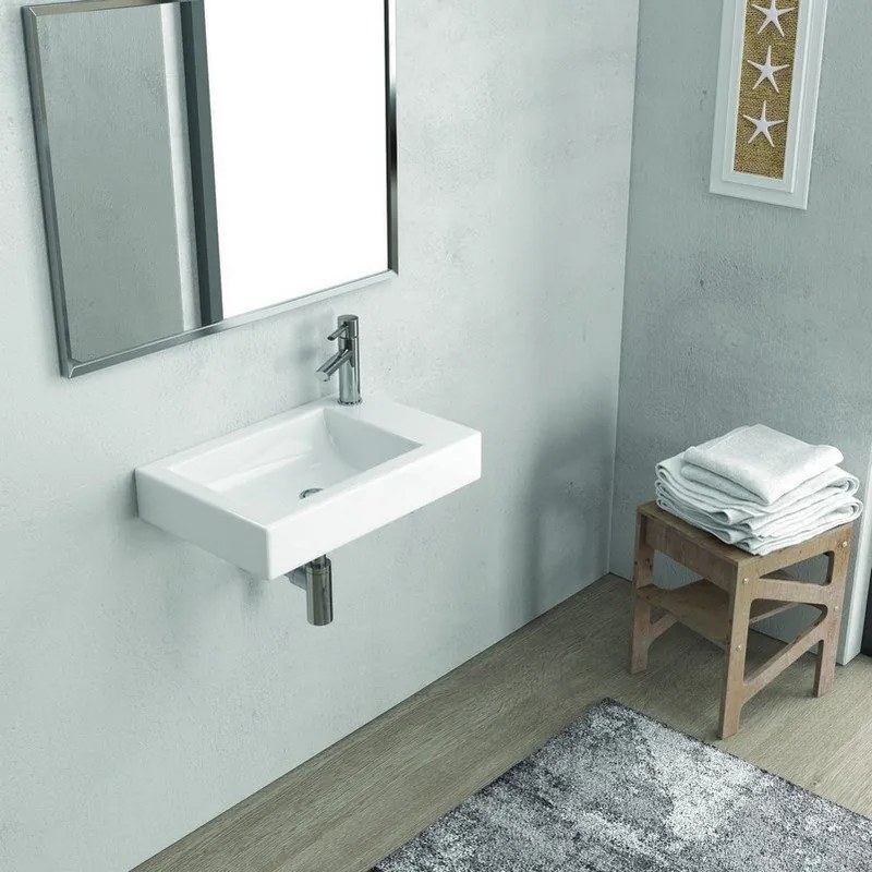 Lavabo sospeso 55 cm rubinetto destra Litos-MN55 - KAMALU