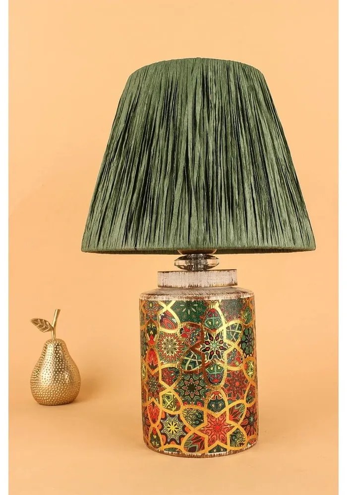 Lampada da tavolo verde con paralume in carta lavorata (altezza totale 38 cm) Alev – Opviq lights