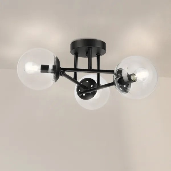 Brilagi - Lampadario a plafone MALIVA 3xE14/15W/230V nero/trasparente