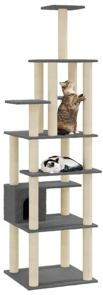 Albero per gatti con tiragraffi in sisal grigio scuro 183 cm