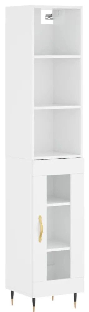 Credenza 34,5x34x180 cm in Legno Multistrato Bianco Lucido