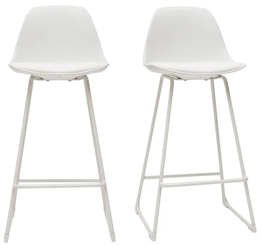 Set di 2 sgabelli da bar design bianchi piedi metallo FRANZ
