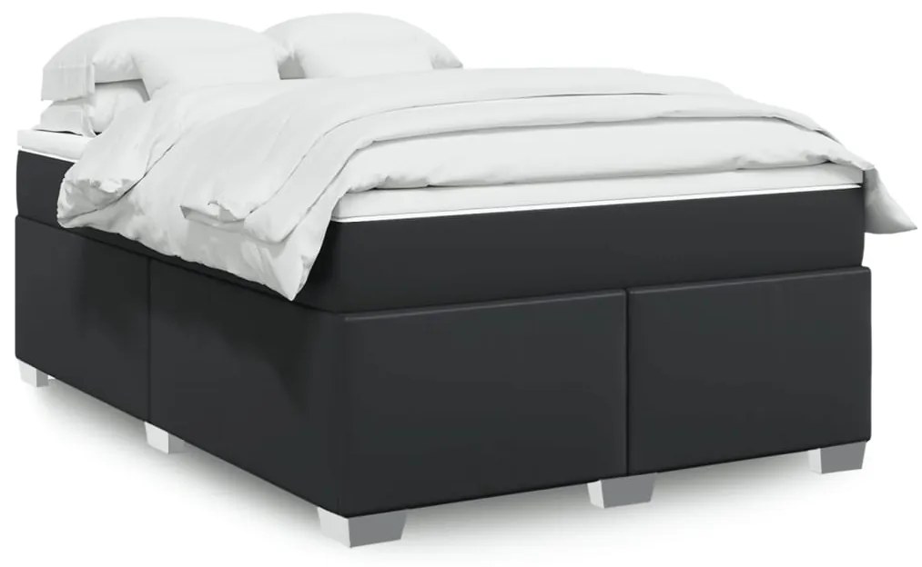 Giroletto A Molle Con Materasso Nero 140x200 Cm İn Similpelle /