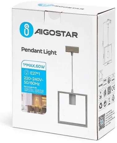Aigostar - Lampadario sospeso in legno con cavo, 1xE27/60W/230V, pino