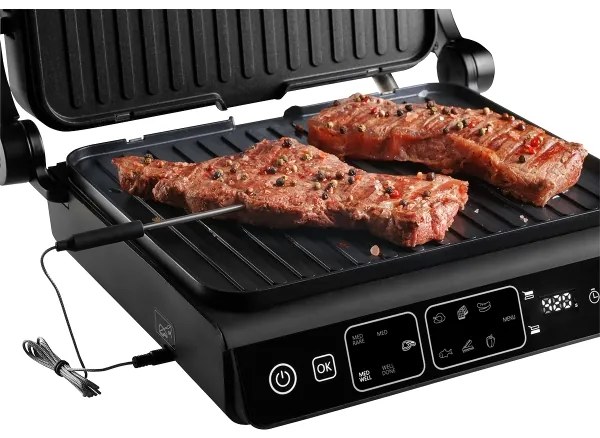 Concept ge3600 - Grill a contatto con sonda temperatura GLASS 2000W/230V nero