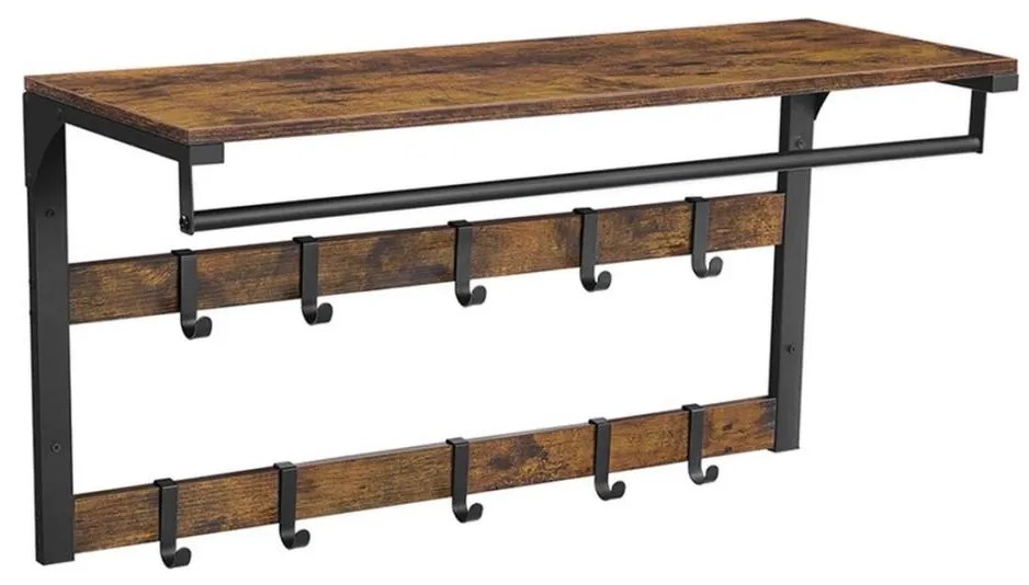 Appendiabiti da parete con mensola NATE marrone/nero