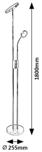 Rabalux 3239-LED Lampada da terra dimmerabile OPHUS LED 18,5W+4,5W cromo