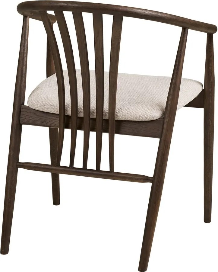 Sedia da pranzo marrone scuro in rovere massiccio con braccioli Agustin – House Nordic