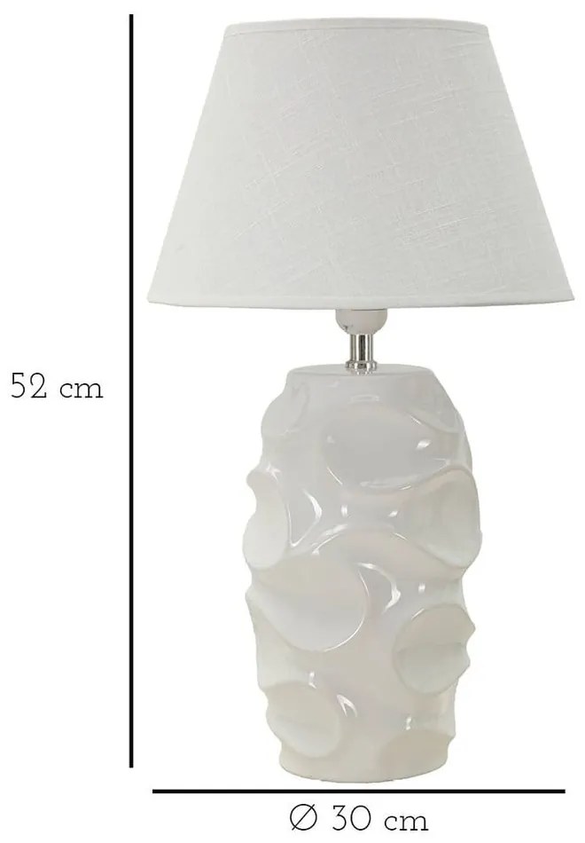 Lampada da tavolo bianca con paralume in tessuto (altezza 52 cm) Warsaw - Mauro Ferretti