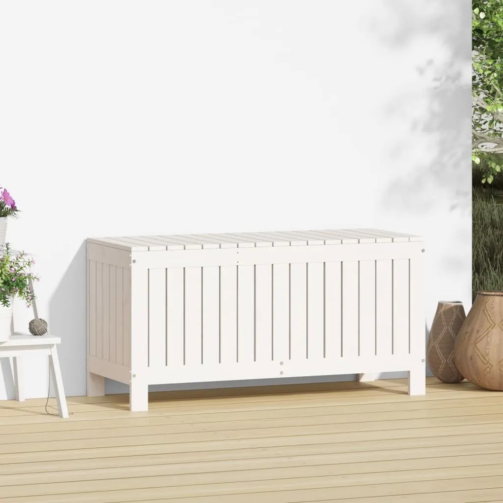 Contenitore giardino bianco 108x42,5x54 cm legno massello pino