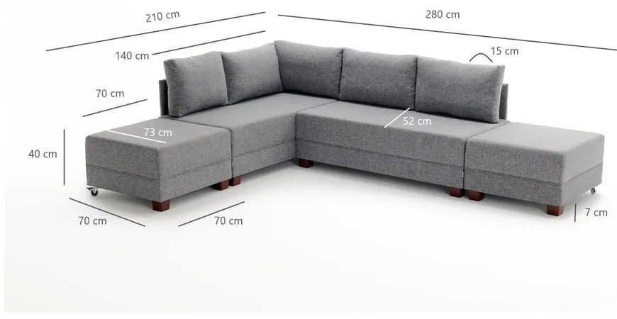 Divano angolare beige (angolo sinistro) Fly - Balcab Home