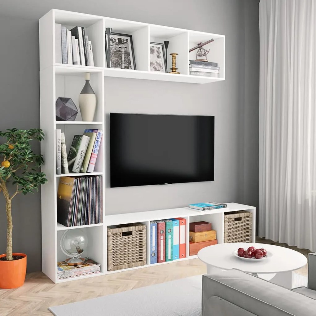 Set Mobili Libreria/porta Tv 3 Pz Bianco 180x30x180 Cm /