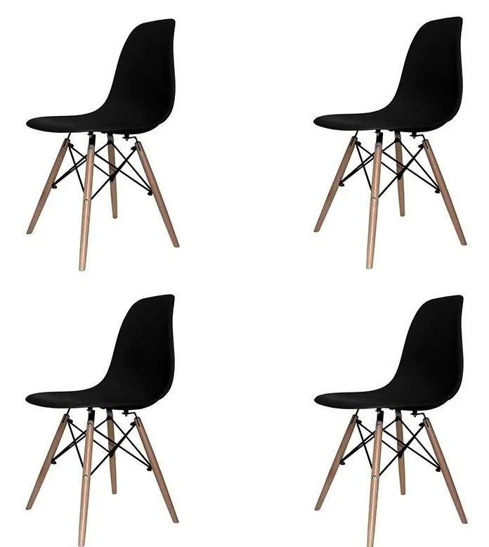 SET 4 SEDIE TOWER WOOD NERE EXTRA QUALITY