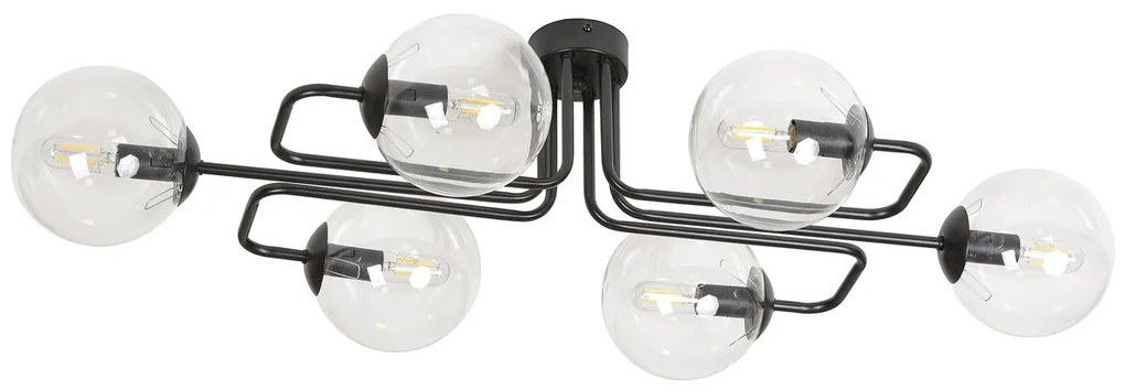 Lampadario da soffitto BRENDI 6 in acciaio e vetro 6xE14