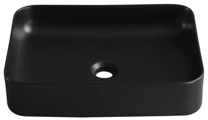 Lavabo da appoggio SENSEA rettangolare in ceramica L 50 x H 12 x P 36 cm nero opaco piletta non inclusa