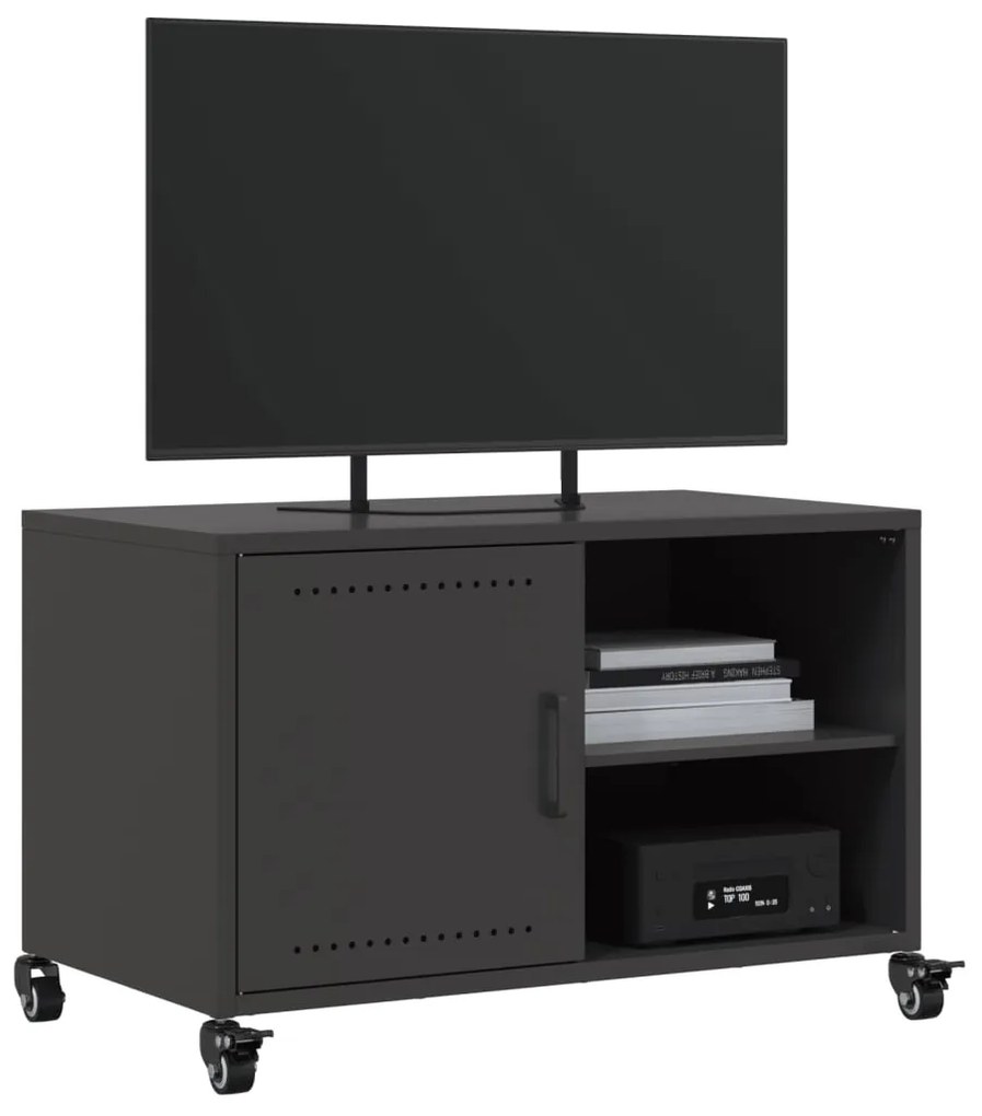 Mobile tv nero 68x39x43,5 cm in acciaio