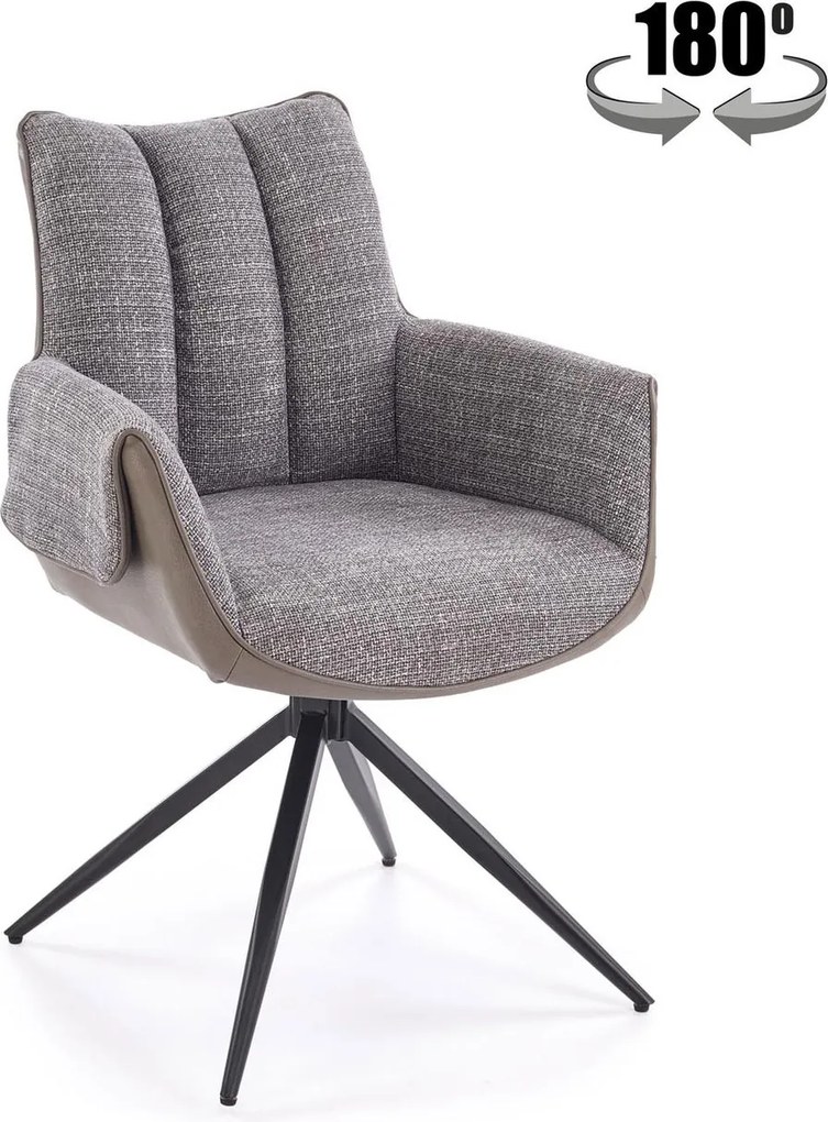 Sedia K579 in tessuto ed ecopelle – grigio perla
