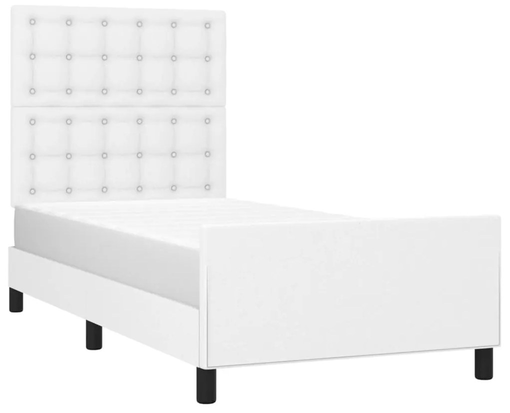 Giroletto con testiera bianco 90x190 cm in similpelle