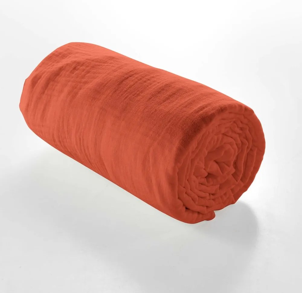 Telo di mussola elasticizzata color mattone 160x200 cm Angelia - douceur d'intérieur