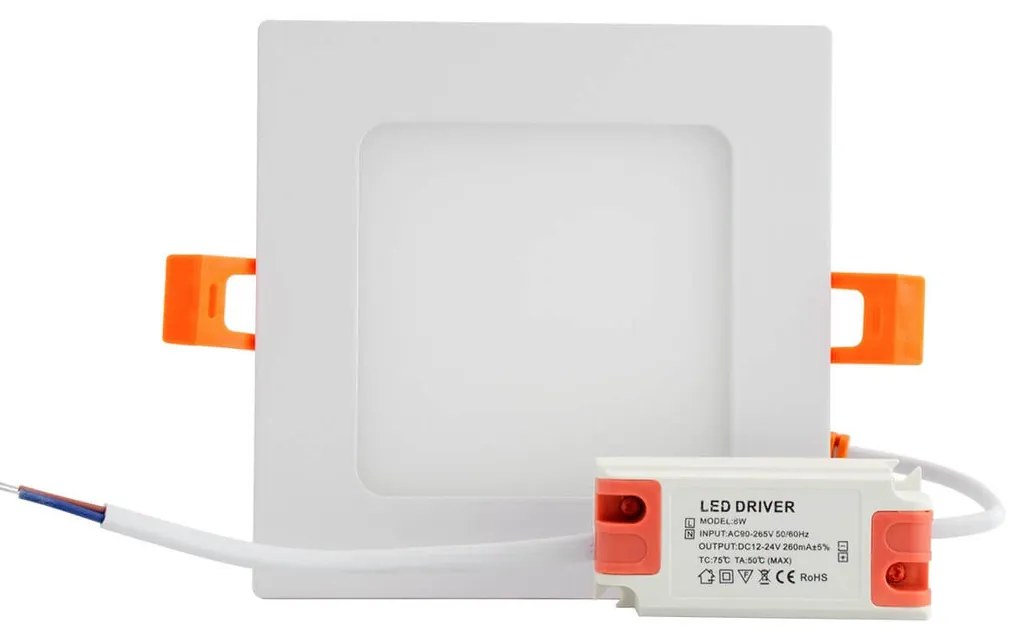 Pannello LED Quadrato 8W 800lm Foro 110x110mm Osram chip LED Colore Bianco Caldo 3.000K