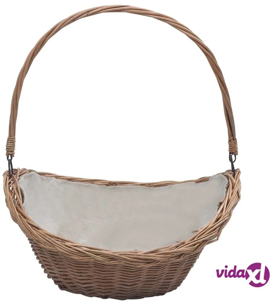 vidaXL Cesta Legna da Ardere con Manico 57x46,5x52cm Marrone in Salice