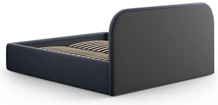 Letto matrimoniale imbottito blu scuro con contenitore con rete inclusa 160x200 cm Juno – Windsor &amp; Co Sofas