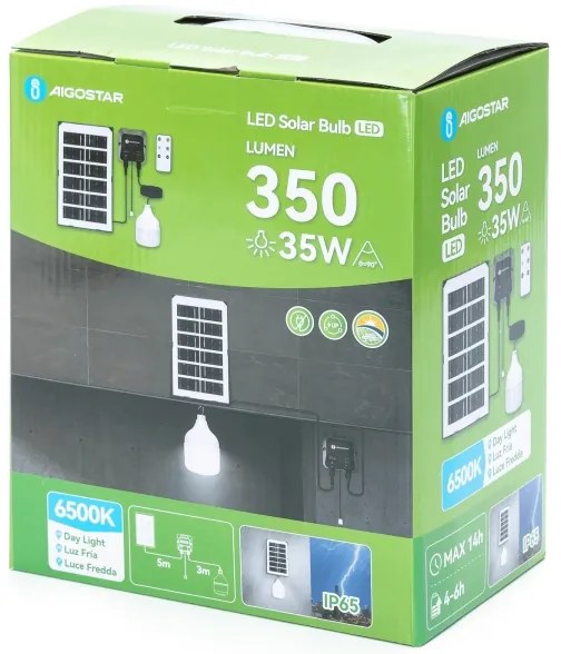 Aigostar - Lampadario solare a LED 35W/12V 3000 mAh 6500K, diam. 10 cm
