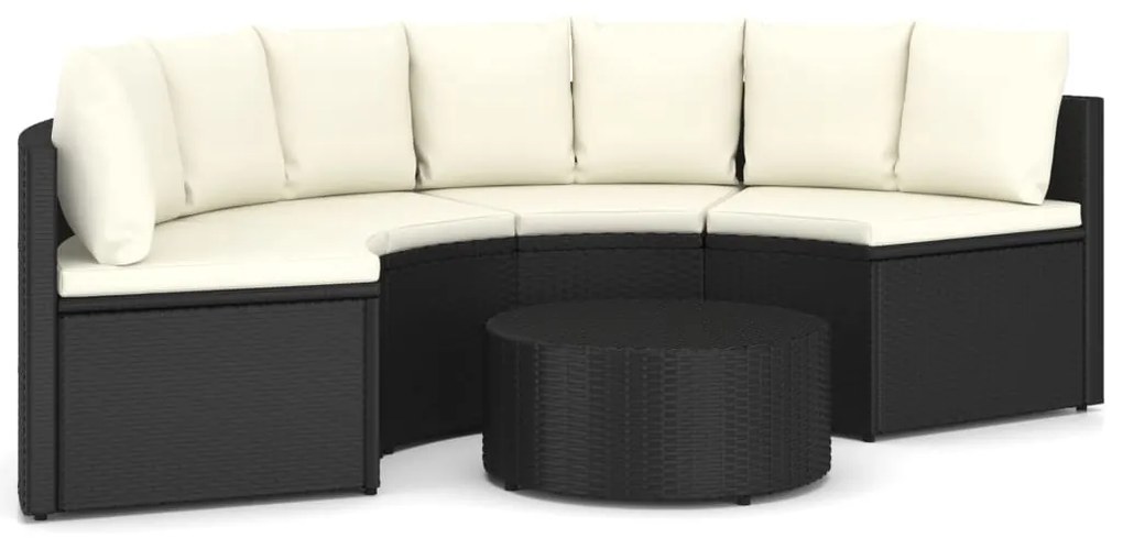 Set Divani da Giardino 5 pz con Cuscini in Polyrattan Nero