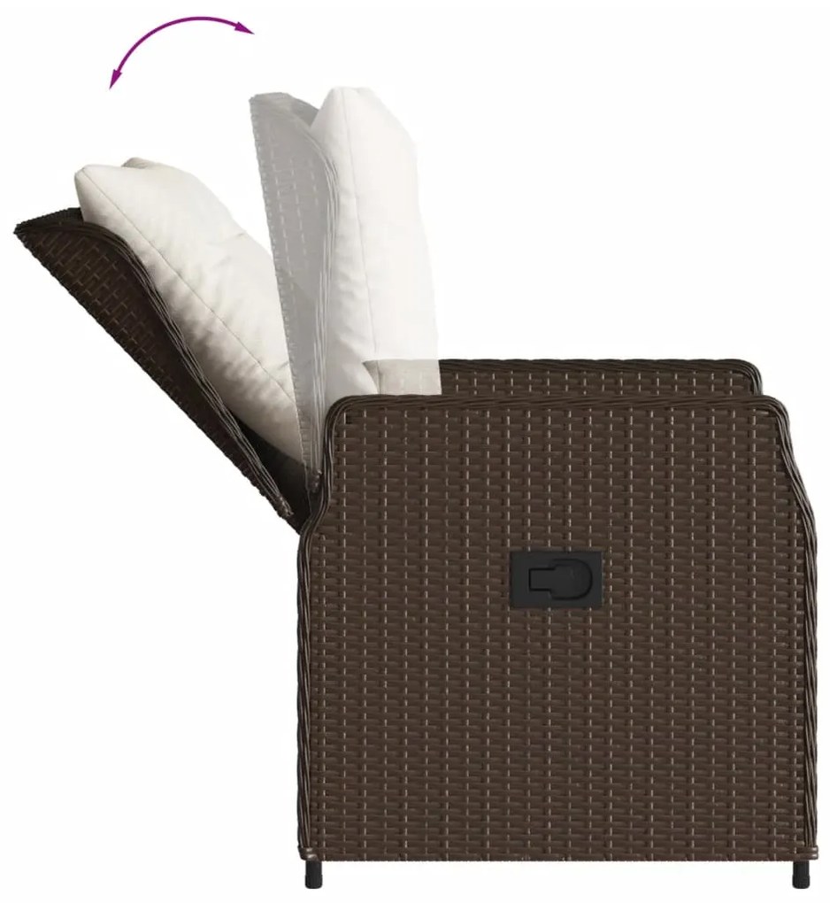 Set da pranzo da giardino 5pz con cuscini in polyrattan marrone