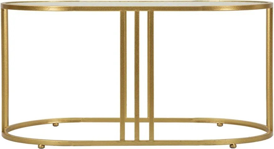 Tavolino da salotto bianco/dorato con piano in vetro 50x90 cm Antalia – Mauro Ferretti