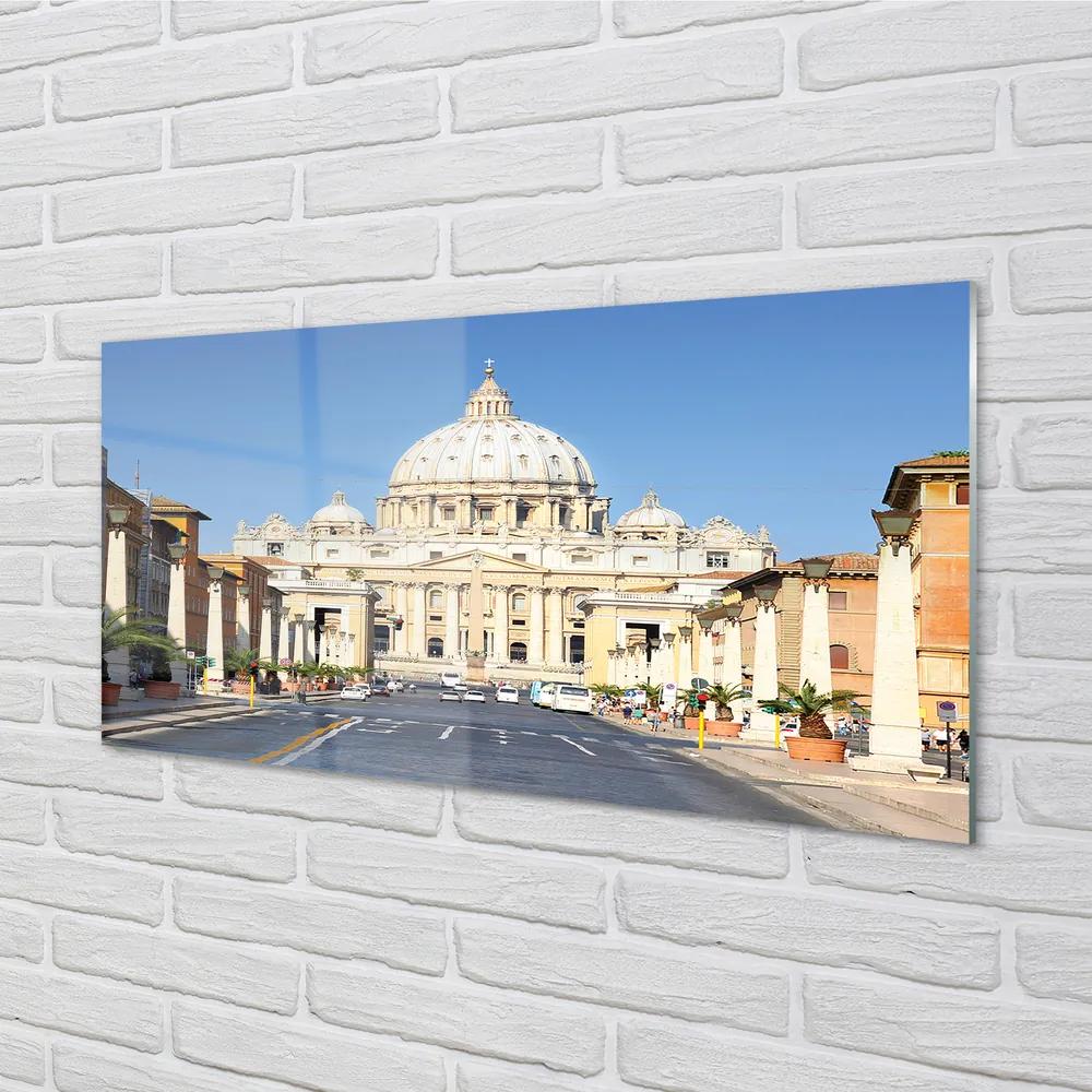 Quadro vetro acrilico Edifici delle strade della cattedrale di Roma 100x50 cm