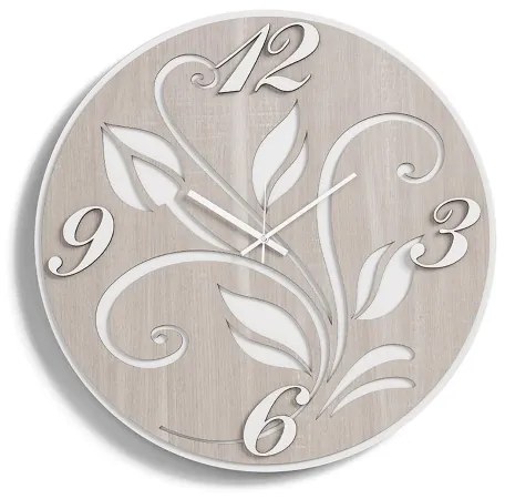 Orologio rotondo moderno D50 FIORE in legno laminato BRC