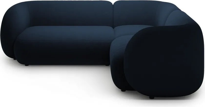 Divano angolare blu (con penisola a destra/a L) con rivestimento in velluto Kate – Micadoni