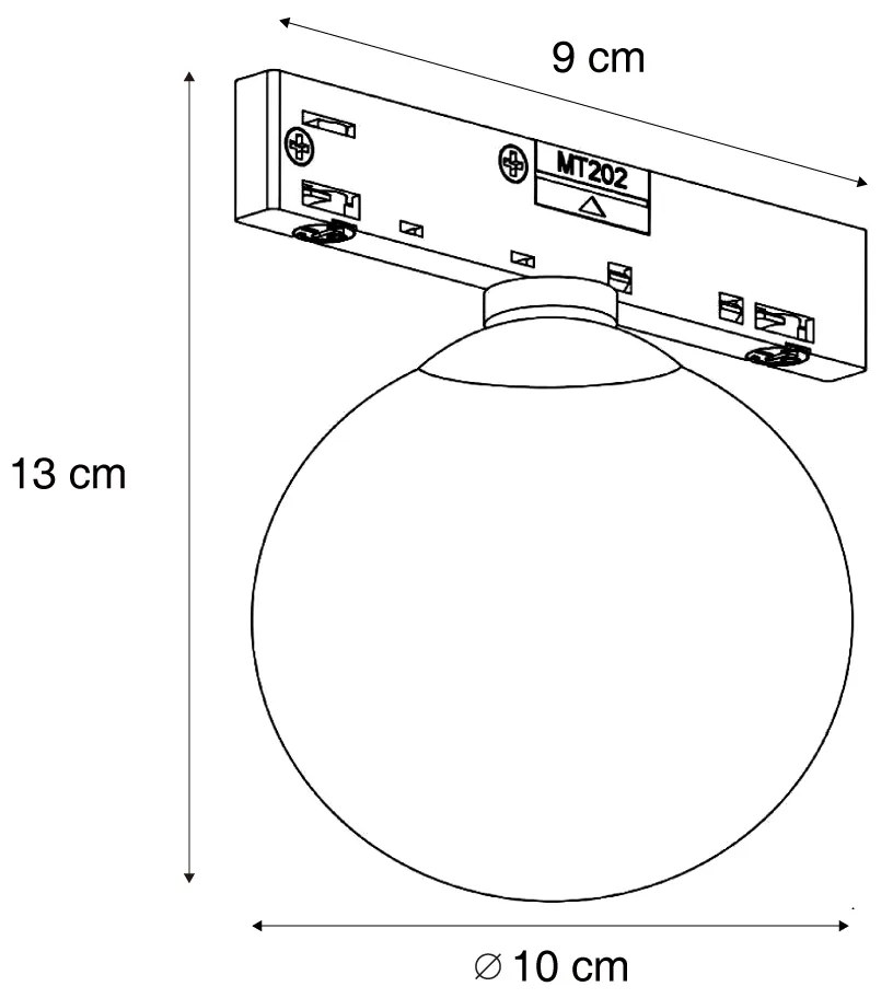 Plafoniera moderna nera con vetro bianco per sistema a binario monofase - Slimline Eira