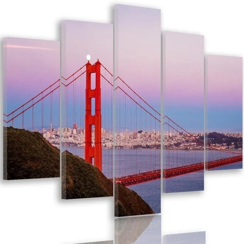 Quadri Quadro 5 pezzi Stampa su tela Ponte del Golden Gate  Dimensioni 150x100